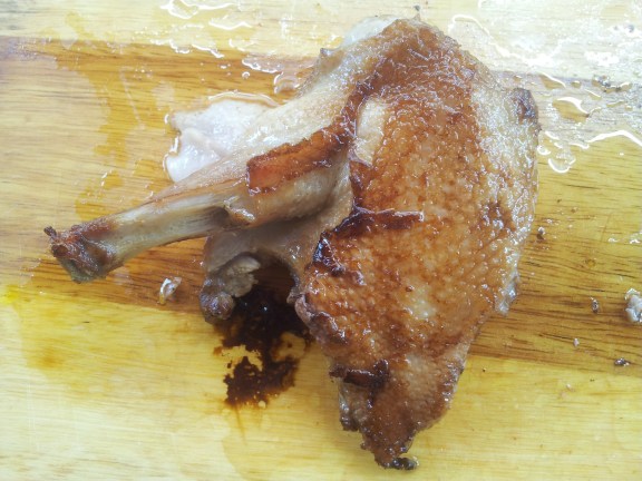pan-roasted brined duck breast with wingstick