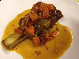 Spanish slow-braised beef ribs (dish was inspired by La Cicala)