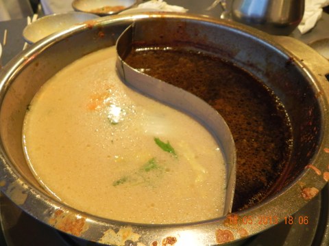 1/2 shabu shabu (chicken broth) & 1/2 sukiyaki