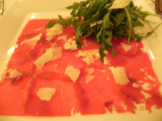 wagyu cappacio with rockets & parmesan