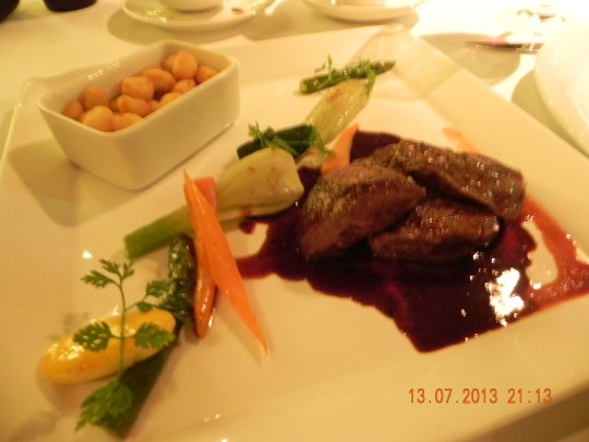 pan-fried venison rare -