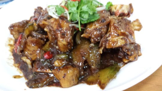 black bean sauced fish head with bitter gourd