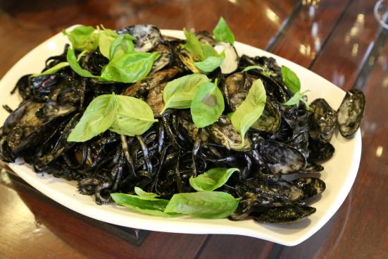 squid-ink seafood linguine