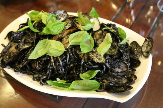 squid-ink seafood linguine