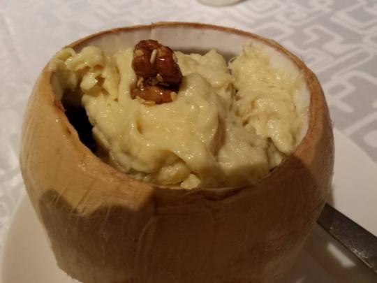 durian ice cream in coconut