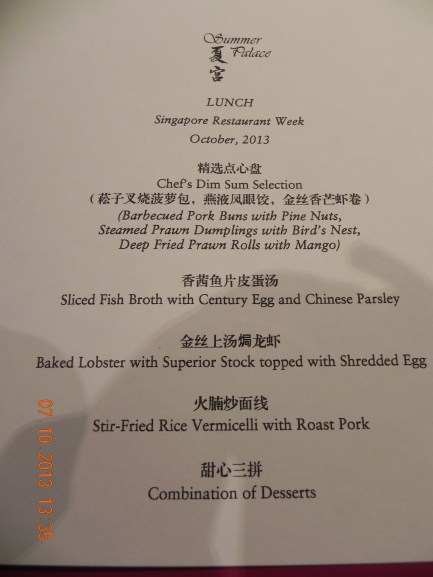 S$40++ restaurant week lunch menu