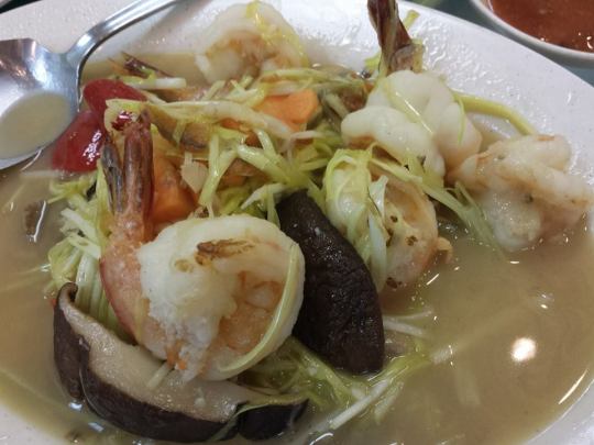 yellow chives with prawns