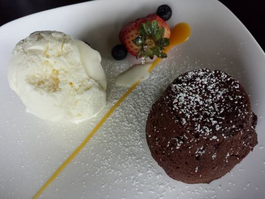 chocolate melt cake with ice cream