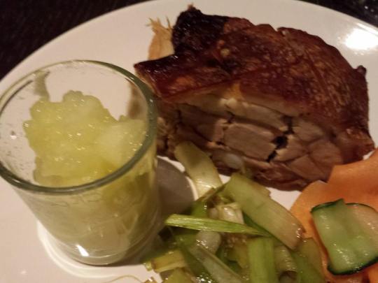crackling belly pork with fresh apple compote