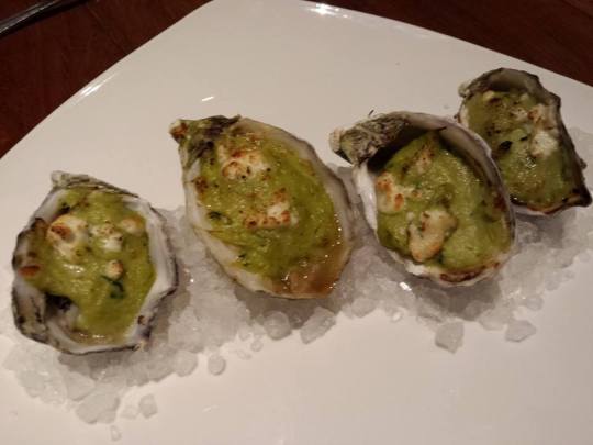 baked oysters in feta cheese gratin