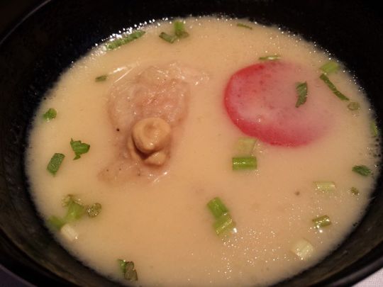 miso soup with mochi & chicken