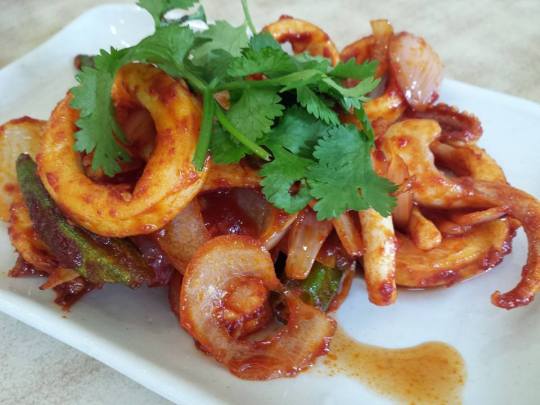chilli sotong (squid) S$10