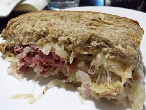 corn beef hot reuben sandwich