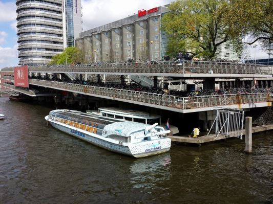 multi-storey bicycle park next to amsterdam central