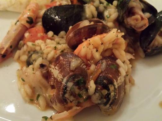 miky's famous flamed seafood risotto
