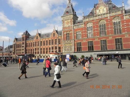 beautiful amsterdam central station opened in 1889 & handles 250,000 passengers/day