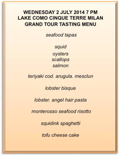 grand tour tasting menu
