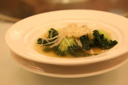 chinese cabbage with golden mushrooms
