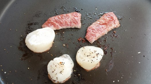 kagoshima wagyu & hokkaido scallops
