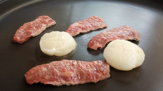 kagoshima wagyu & hokkaido scallops