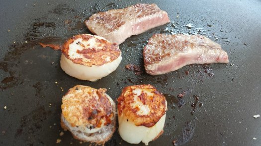 kagoshima wagyu & hokkaido scallops