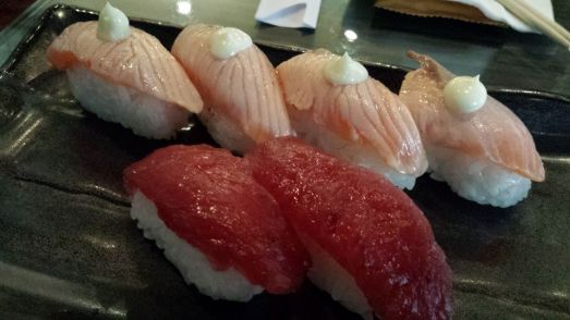 aburi salmon sushi & maguro susghi