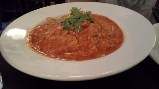 crab spaghetti arrabiata (spicy tomatoes)