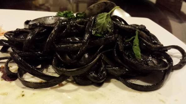 squid-ink linguine with clams & squid