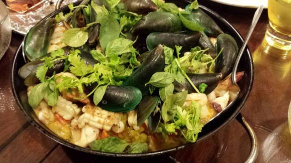 seafood risotto with prawns, squid & mussels