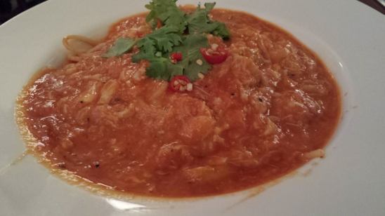 crab spaghetti arrabiata (spicy tomatoes)
