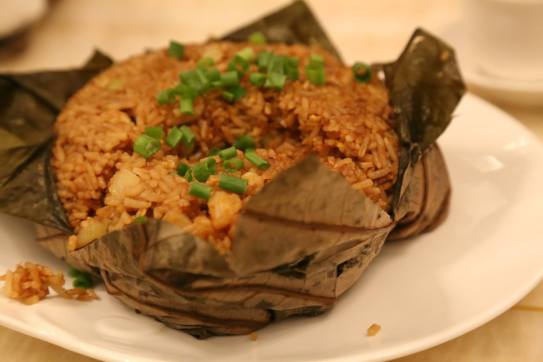 #5 fried rice with seafood wrapped in lotus leaf