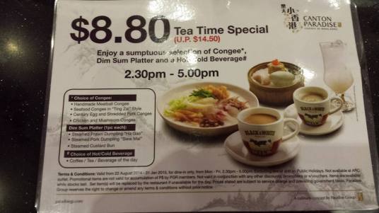 S$8.80 weekday afternoon promotion