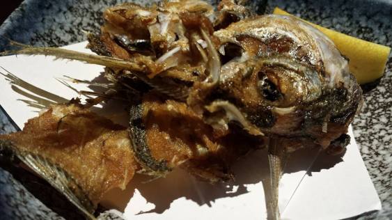 deep fried aji head & bones