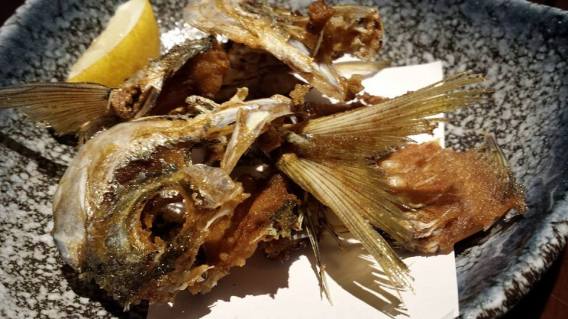 deep fried aji head & bones