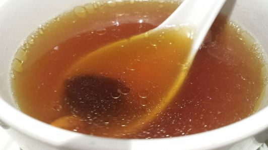 double boiled soup (炖汤) with sea whelk, black garlic & chicken