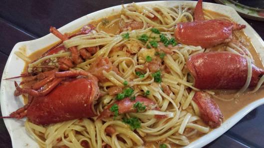 lobster in spicy pink (creamy tomatoes) sauce
