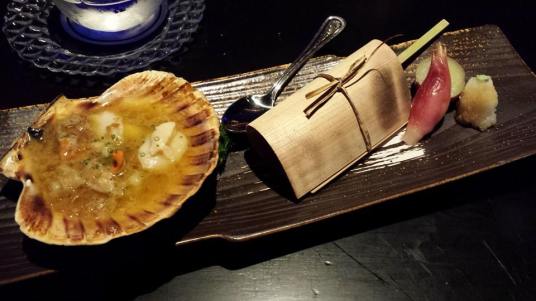 #3 shell grilled scallops, & kagoshima beef robatayaki