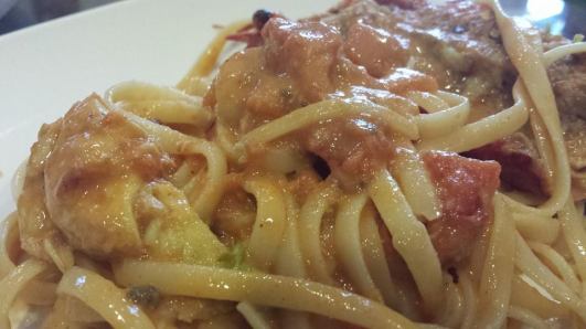 lobster in spicy pink (creamy tomatoes) sauce