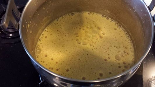 lobster bisque - lobster & prawn shell stock,carrots, potatoes, onions, brandy, heavy cream