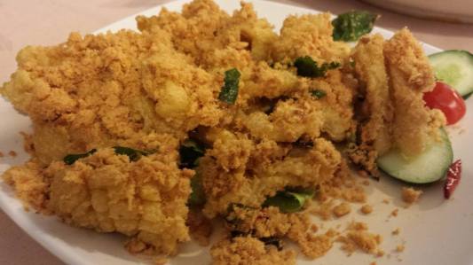 butter squid with pork floss