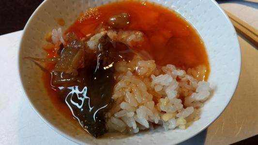 raw egg added to rice