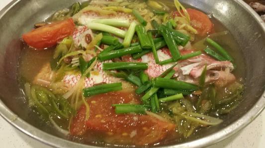 steamed red snapper head