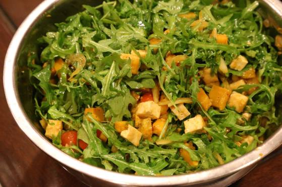 pumpkin tofu rockets salad
