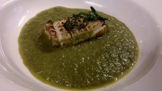 flamed octopus in spinach sauce