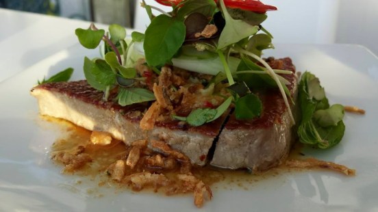 grilled tuna, thai peanut butter