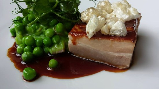 pork belly 30hr sous vide at 60degC with peas