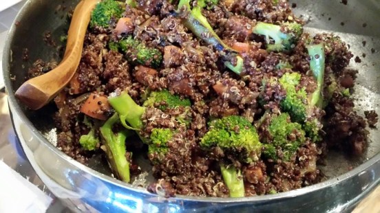 quinoa, brocoli, carrots & onions