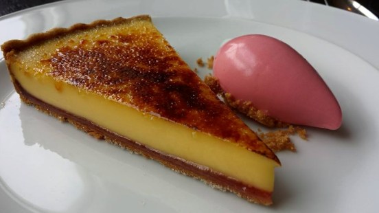 rhubarb ice cream with custard tart