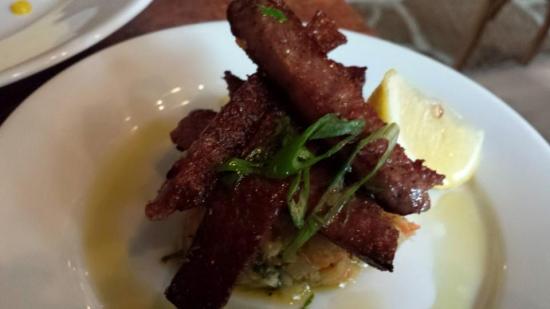 soutzouki sausage with smoked aubergine salad