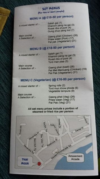 thai moon set menu